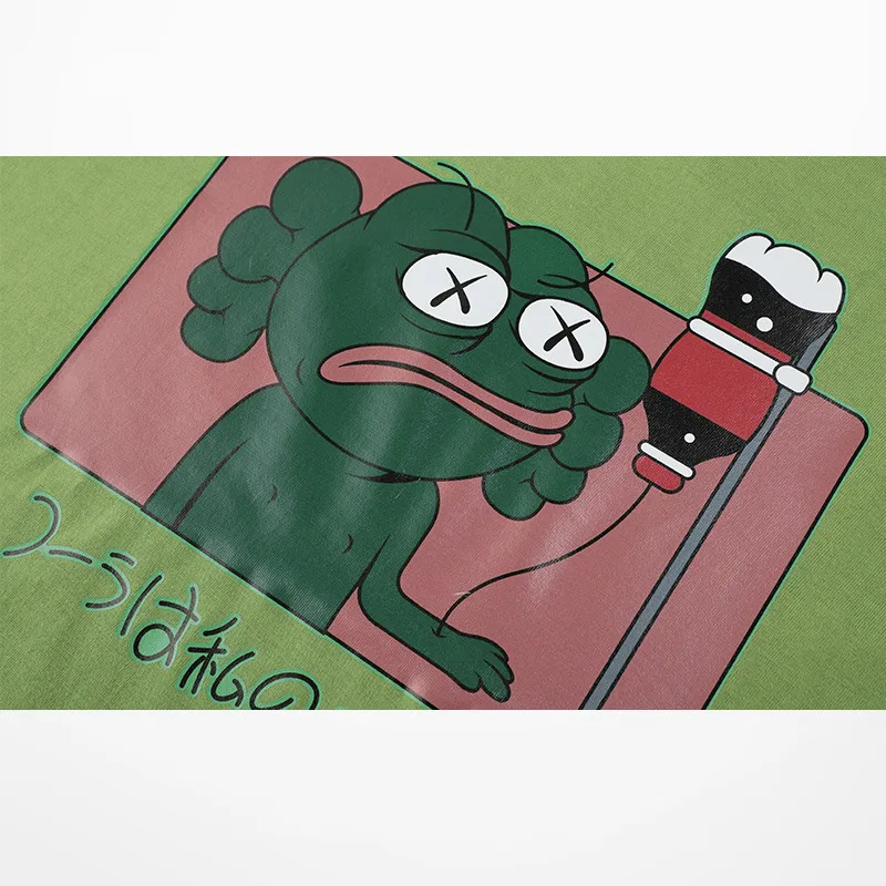 Зеленая футболка Harajuku Мужская забавная с рисунком лягушки для путешествий