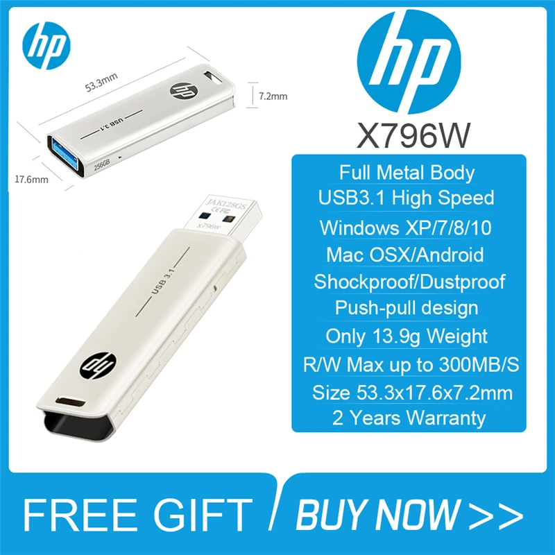 Флэш накопитель HP Mini Metal Usb 3 1 128 ГБ 64 32 портативный флэш 256 512 карта памяти флешка|USB
