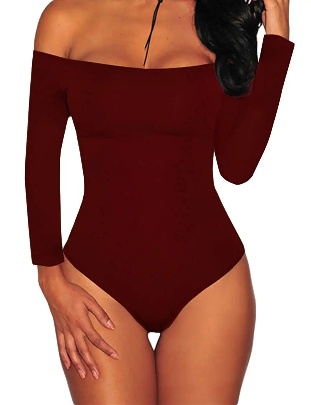 Женское боди с длинным рукавом и открытыми плечами|Спортивные топы| |