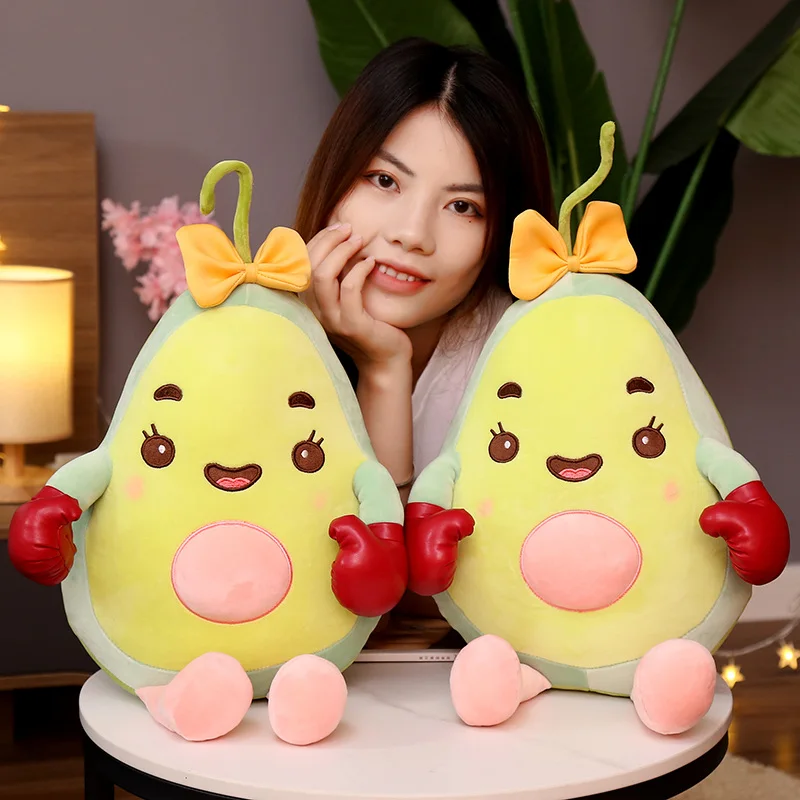 32-75 Cm Boxing Avocado Plush Toys Creative Kawaii Girl Baby Sleeping With Sofa Bedside Cushions Lunch Break Pillow Cute Comfort