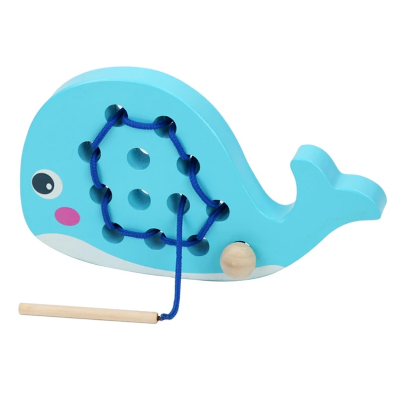 

Lacing Toy for Toddlers, Fine Motor Skills Educational Toys for 2 3 Year Old, Whale Threading Toys Wood Early Developmen N7ME