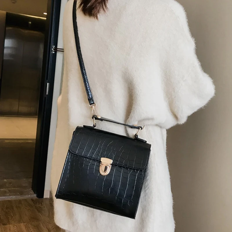 С каменным узором кожаные сумки женские винтажные на плечо деловые формальные