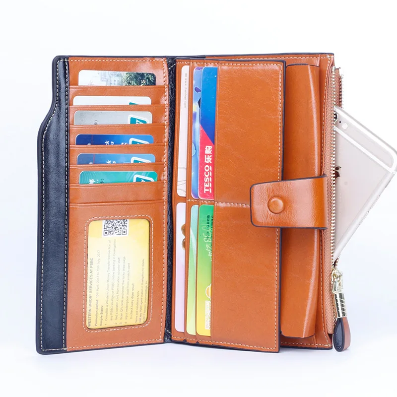 Luxury Women Wallets Genuine Leather Long Zipper Clutch Purse Large Capacity Card Holder Wallet
