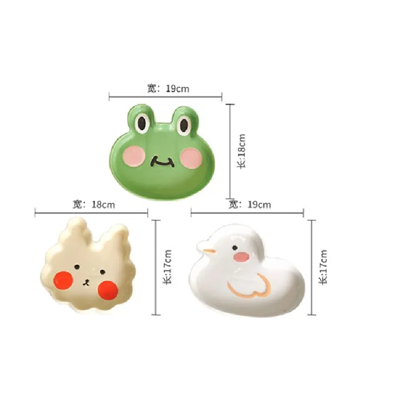 

Ins Cartoon Tableware Dinner Plate Frog Rabbit Duck Craft Kawaii Ceramic Plate Cake Dessert Kitchen Household Dinnerware New
