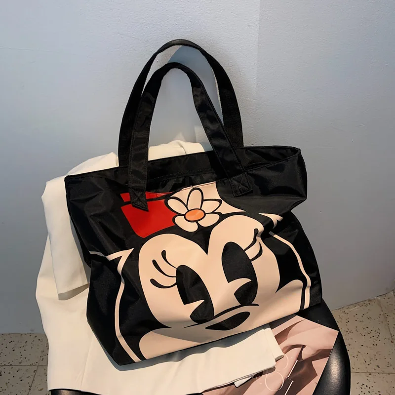 

Mickey Mouse Canvas Handbag Female Korean Cartoon Donald Duck Printed Portable Tote Bag Shoulder Large Capacity Shopping Bag