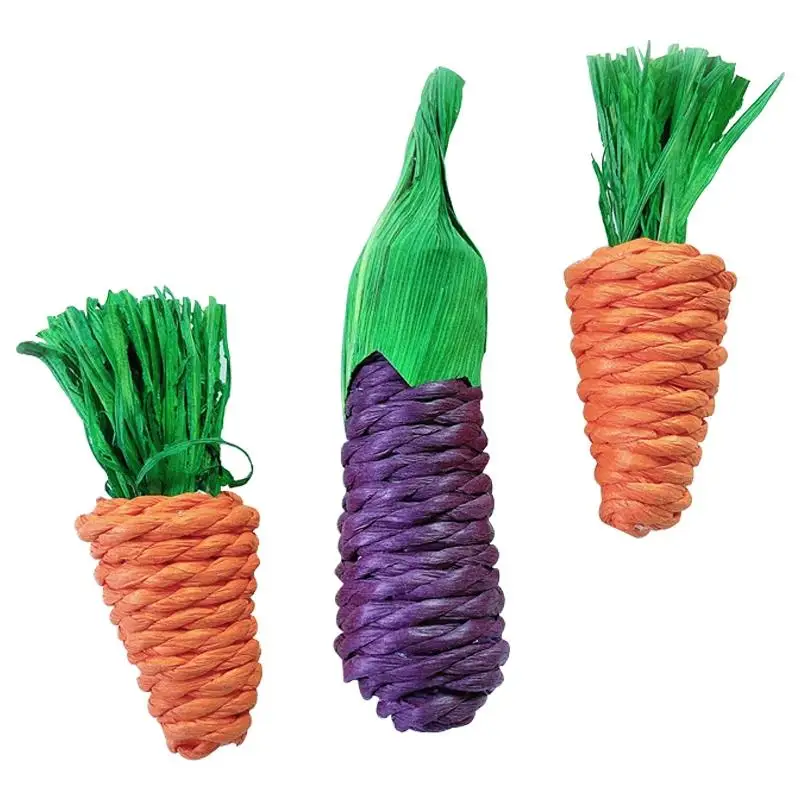 

3Pcs/Set Bird Chew Toy Interactive Straw Parrot Teeth Cleaning Toys Plaything For Small Animal Rabbits Rats Hamster Accessories