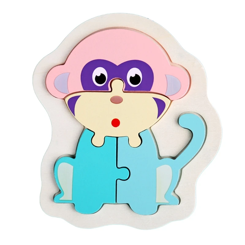 

1Pack/6Patterns Puzzle Box Sensory Toy Wooden Learning Puzzle Cartoon Animal Puzzle Developmental Jigsaw Puzzle for Baby