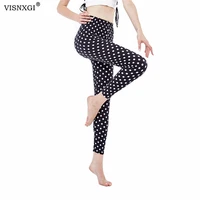 visnxgi women leggings high waist dot fitness leggins mujer high stretch sportswear ladies polyester casual printed pattern pant