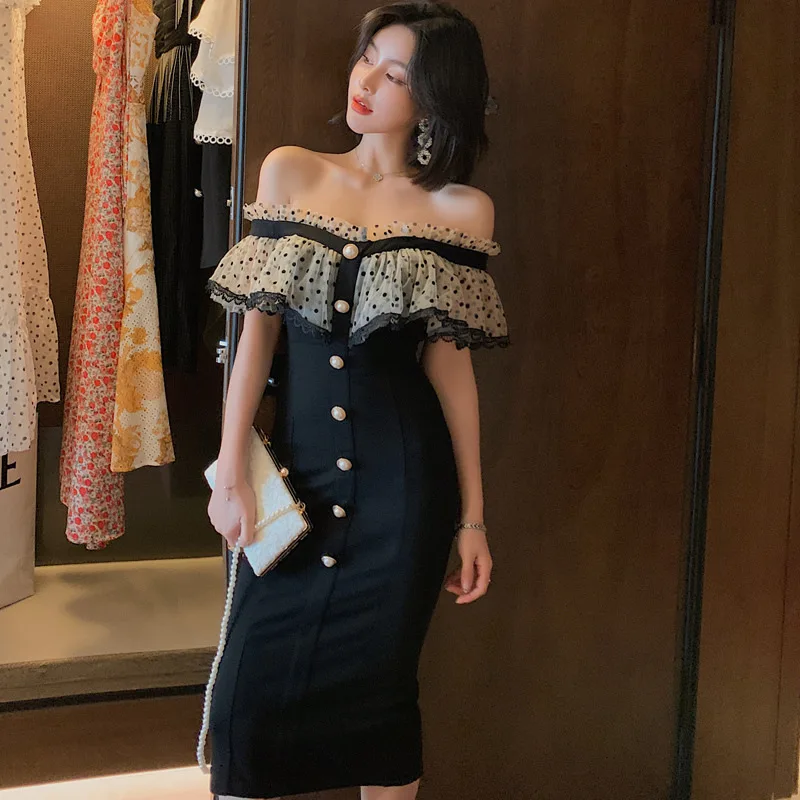 Женское платье карандаш в горошек элегантное Брендовое составного кроя с