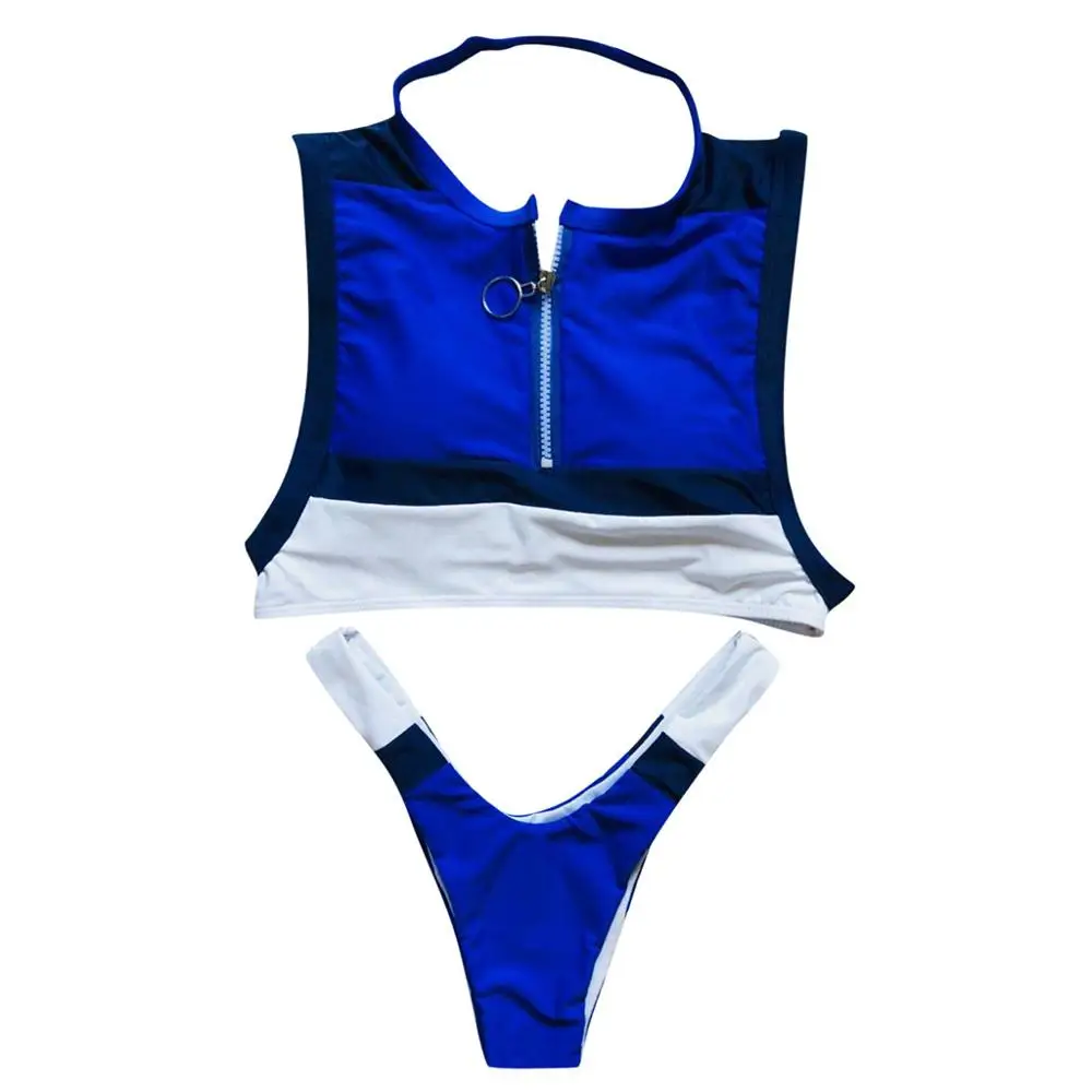

Zip Sports bikini set high waist Hot Buckle Women bikini push up pad summer swimwear women 2020 Beachsuit Set monokini #
