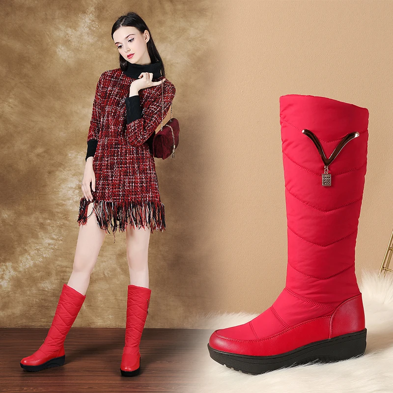 

Женские зимние сапоги на молнии, однотонные водонепроницаемые сапоги до середины икры, на толстом меху, большой размер 36-41