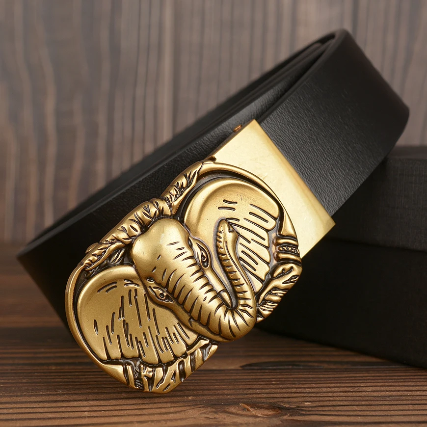 Прямая поставка мужские ремни из натуральной кожи с автоматической пряжкой для