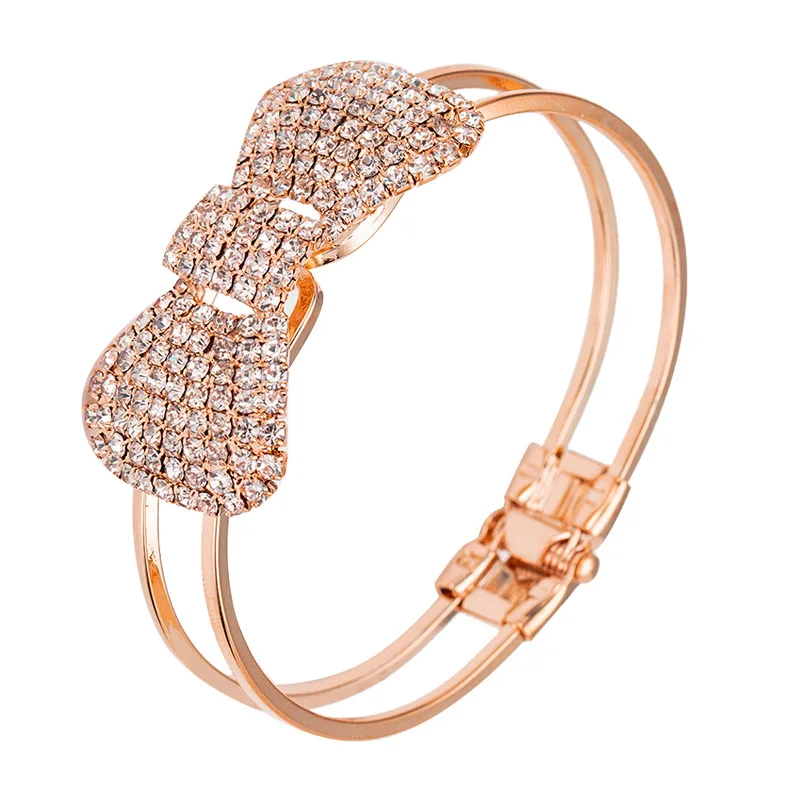 Браслет с бантиком из циркония Простые открытые Браслеты Стразы браслет цепочка