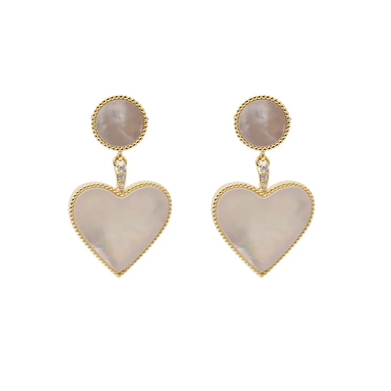 

Fashion Shell Heart Earrings For Women Japan Luxury Wedding Jewelry 2021 Design Stud Earring Statement Dangler Earings
