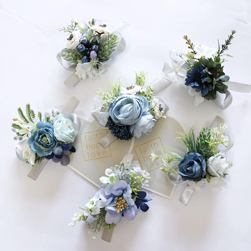 Шелковые розы браслеты на запястье свадебная бутоньерка аксессуары для