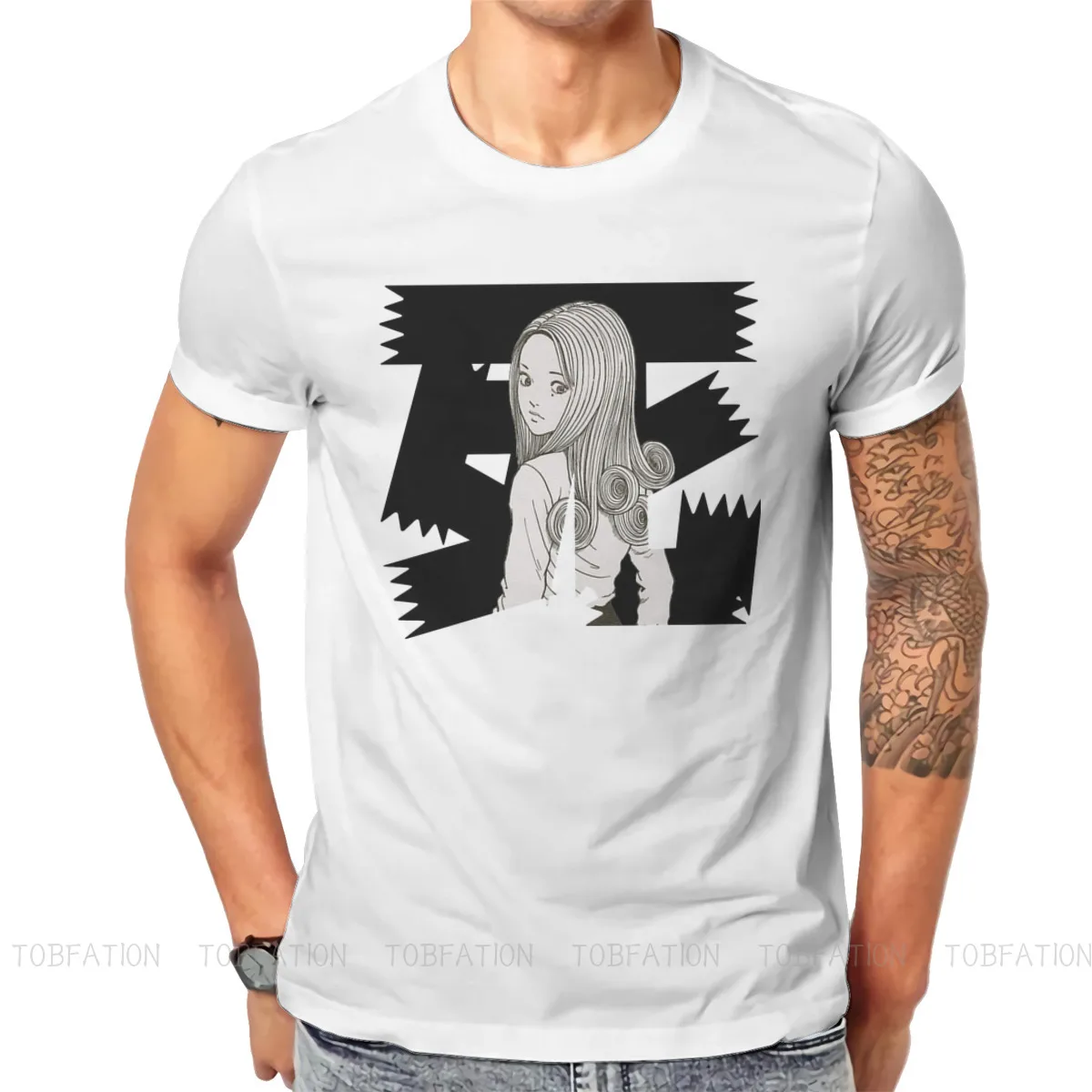 

Футболка мужская с японским ужасом, 100% хлопок, 6XL