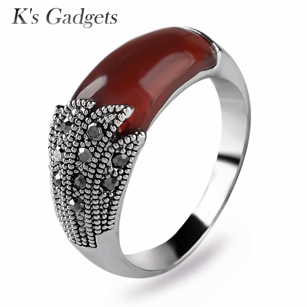 K's Gadgets кольцо красный зеленый камень винтажное серебряное для женщин с