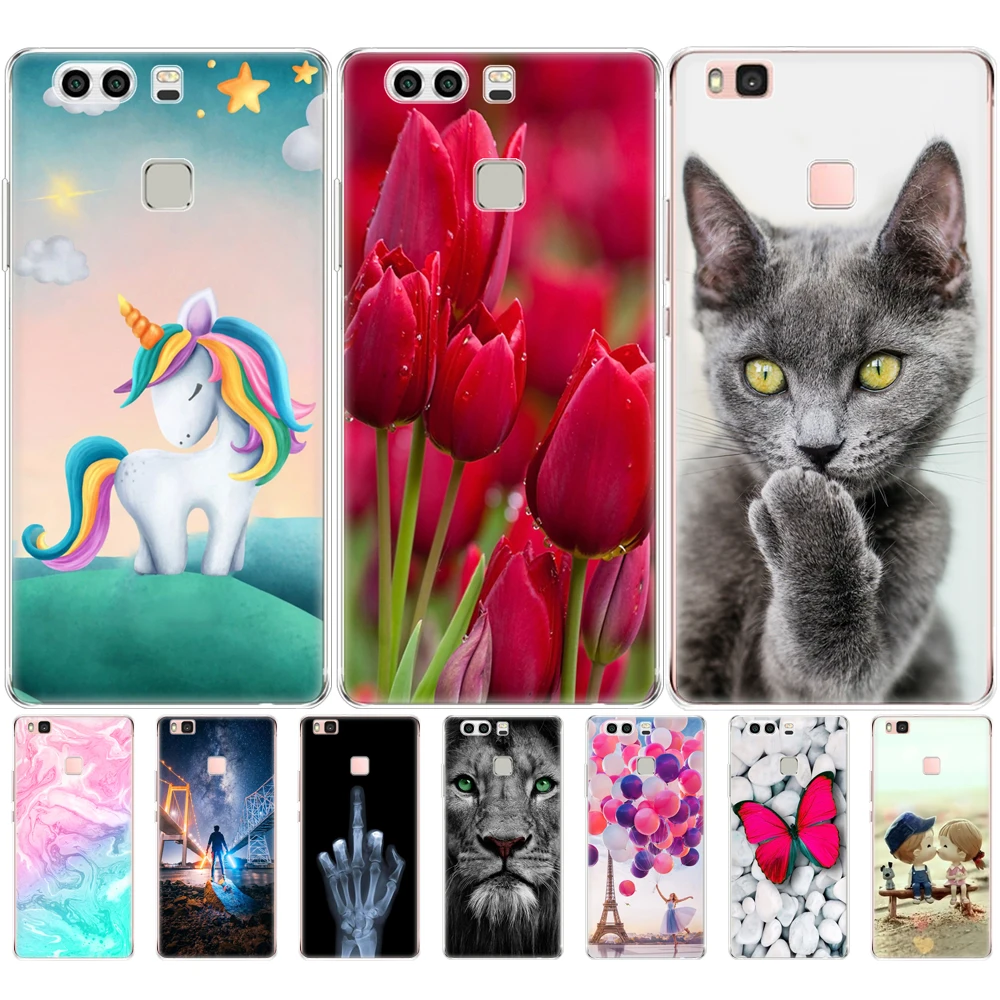 cover phone case for huawei p9 lite plus 2016 soft tpu silicon back cover 360 full protective printing transparent coque free global shipping