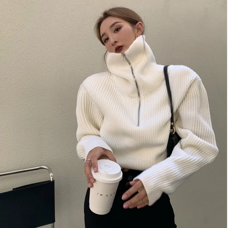 

Свитер Ji Gan с имитацией двух воротников, женский зимний утепленный свободный короткий свитер, пуловер, топ C2051