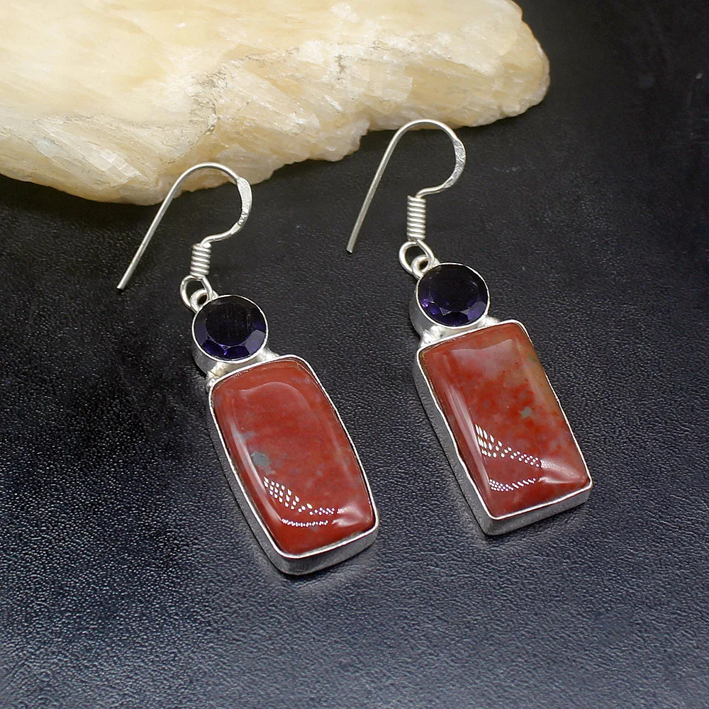 Gemstonefactory Big Promotion 925 Silver Sea Sediment Purple Amethyst Women Ladies Gifts Dangle Drop Earrings 20212421