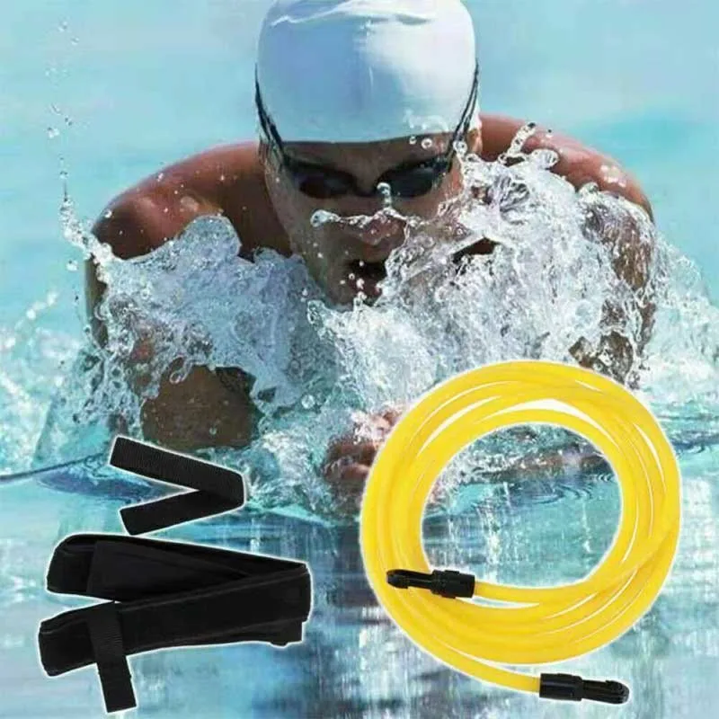 

Swimming Training Resistance Belt Set Adult Kids Adjustable Elastic Swim Trainer With Mesh Bag Safety Pool Accessories