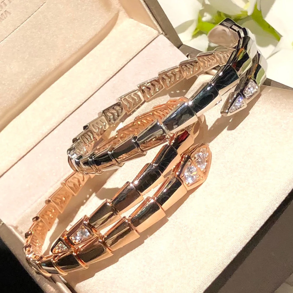 

KT BV Cuff Bracelet High Quality 1:1 LOGO Roman Shining Winding Snake Bracelet Woman Jewelry Luxury BVL Brand Hot Trend Gift