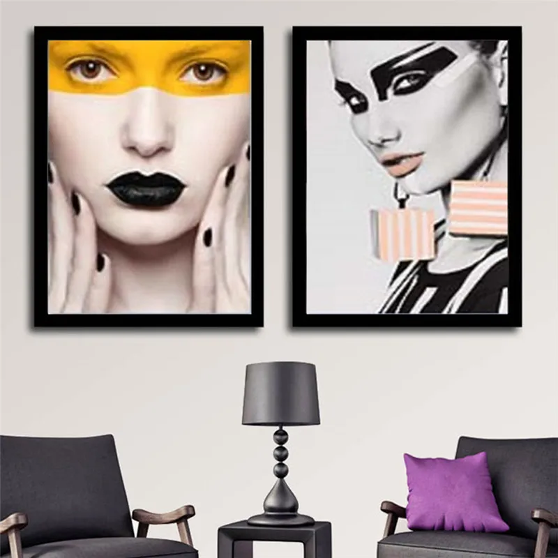 RuoGuan цвет макияж женщины холст живопись плакаты на скандинавскую тему и