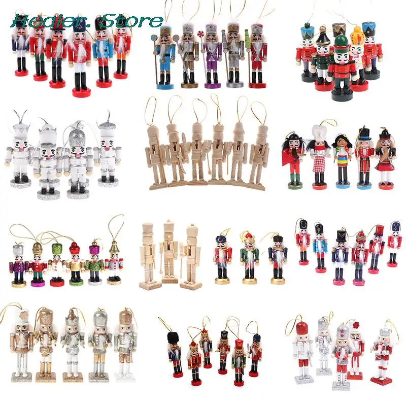 

6/8/10/12/12.5/13cm Wooden Nutcracker Solider Figure Puppet Doll Handcraft For Children Gifts Christmas Home Office Decor
