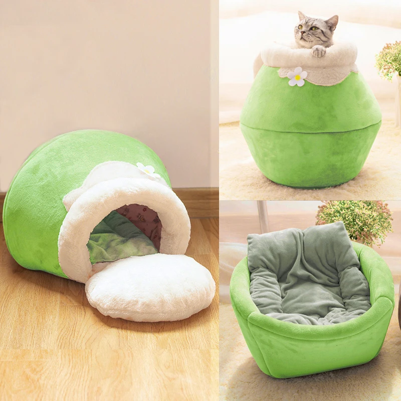 

Warm Cat Bed Plush Soft Portable Foldable Cute House Cave Winter Sleeping Bag Cushion Thickened Pet Kittens Mat Toys