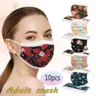 Дышащая Маска для лица PM2.5 с цветочным принтом, тканевая защитная маска PM 2,5, разноцветная многоразовая маска для рта, 10 шт.