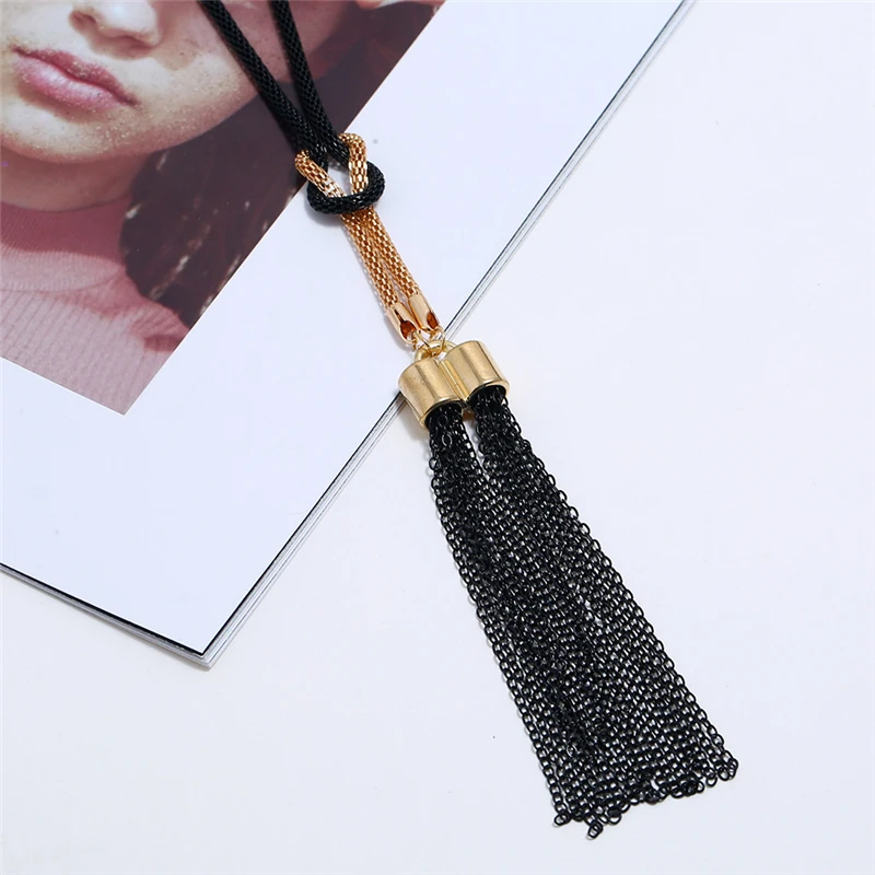 Горячее предложение Модные Цепочки и ожерелья Драгоценности Черный кисточкой