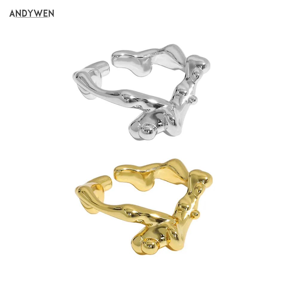 ANDYWEN 100% 925 Стерлинговое Серебро Золото любимой Регулировка размера кольца с