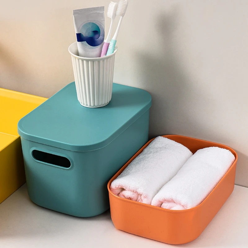 

Multifunction Plastic Storage Bins with Lid Toys Books Snacks Cosmetics Clothes Container Organizer Home Accessories P31E