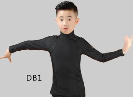 BLACK DB1 TOPS Модная одежда для мальчиков, топ для латинских танцев, штаны, стандартный бальный танец, ча-Танго, одежда для соревнований, Самба Румба, тренировочная одежда DC1157 - Цвет: BLACK DB1 TOPS