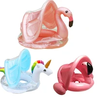 flamingo inflatable circle baby infant float pool unicorn swimming ring with sunshade floating seat summer beach party pool toys
