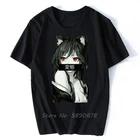 Футболка Харадзюку мужская хлопковая, милая забавная рубашка с девушкой из японского аниме Лиса