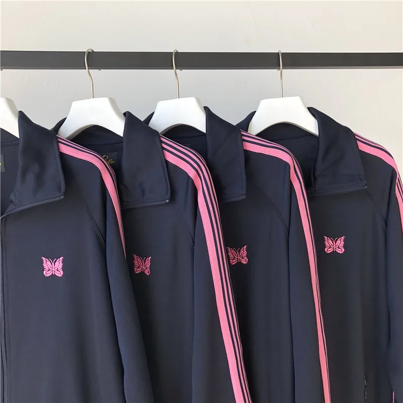 Butterfly Embroidery Needles AWGE Jackets Men Women 1:1 Top Quality Streetwear AWGE Jacket Red Stripes NEEDLES Coats