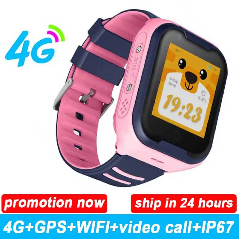 pink Детские умные часы, 4G, Wifi, gps трекер, умные часы, Детские 4g часы, телефон, видео вызов, водонепроницаемые умные часы для детей, часы PK Q50 Q90 - Цвет: pink