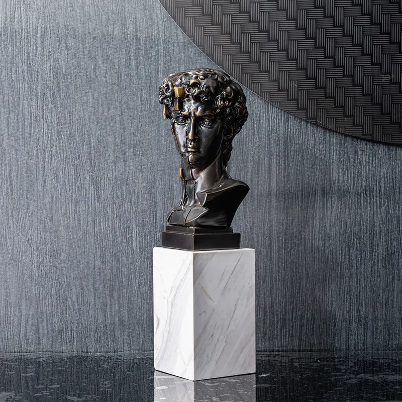

Nordic Metal Human Head Sculpture Club Hotel Lobby David Abstraction Head Portraits Statue Sale House Art Home Decor A1650