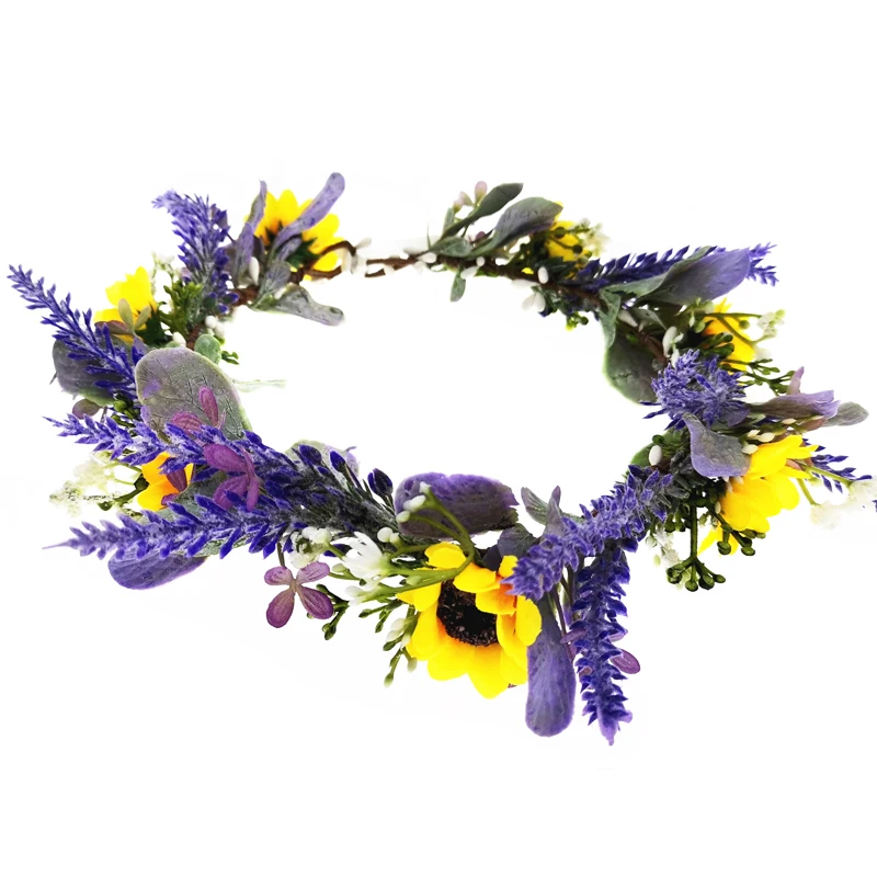 Лавандовый Цветочный Венок Корона праздничный головной убор Женские аксессуары