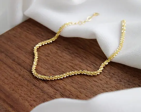 gold SHANICE Genuine 925 Sterling Silver Chain Punk Temperament small star cauliflower Bracelets for Women Fashion Simple Wrist - Окраска металла: gold