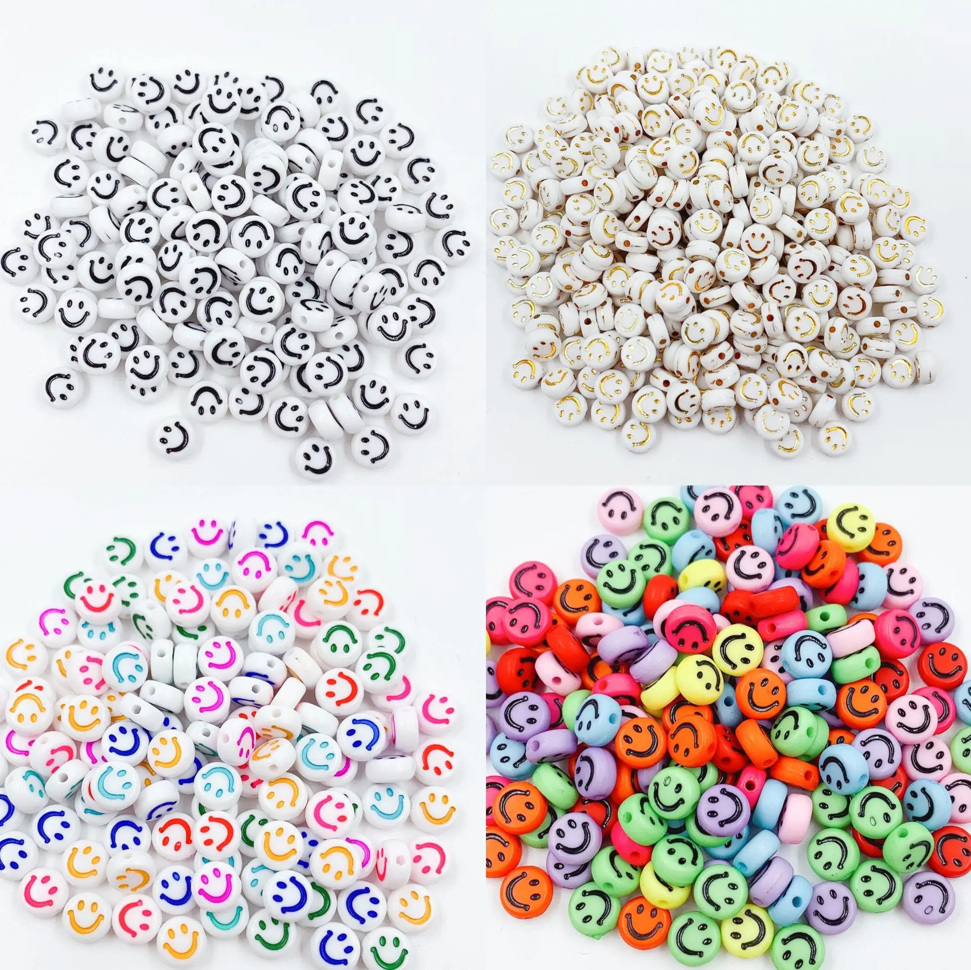 

100pcs/Lot 4x7 Round Shape Acrylic Spaced Beads Smile Face Beads for Jewelry Making DIY Charms Bracelet Necklac