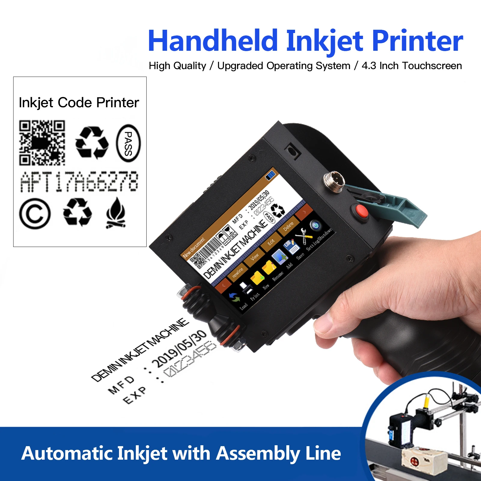 Handheld Printer Portable Inkjet Code with 4.3 Inch LED Touchscreen Quick-Drying Ink | Компьютеры и офис