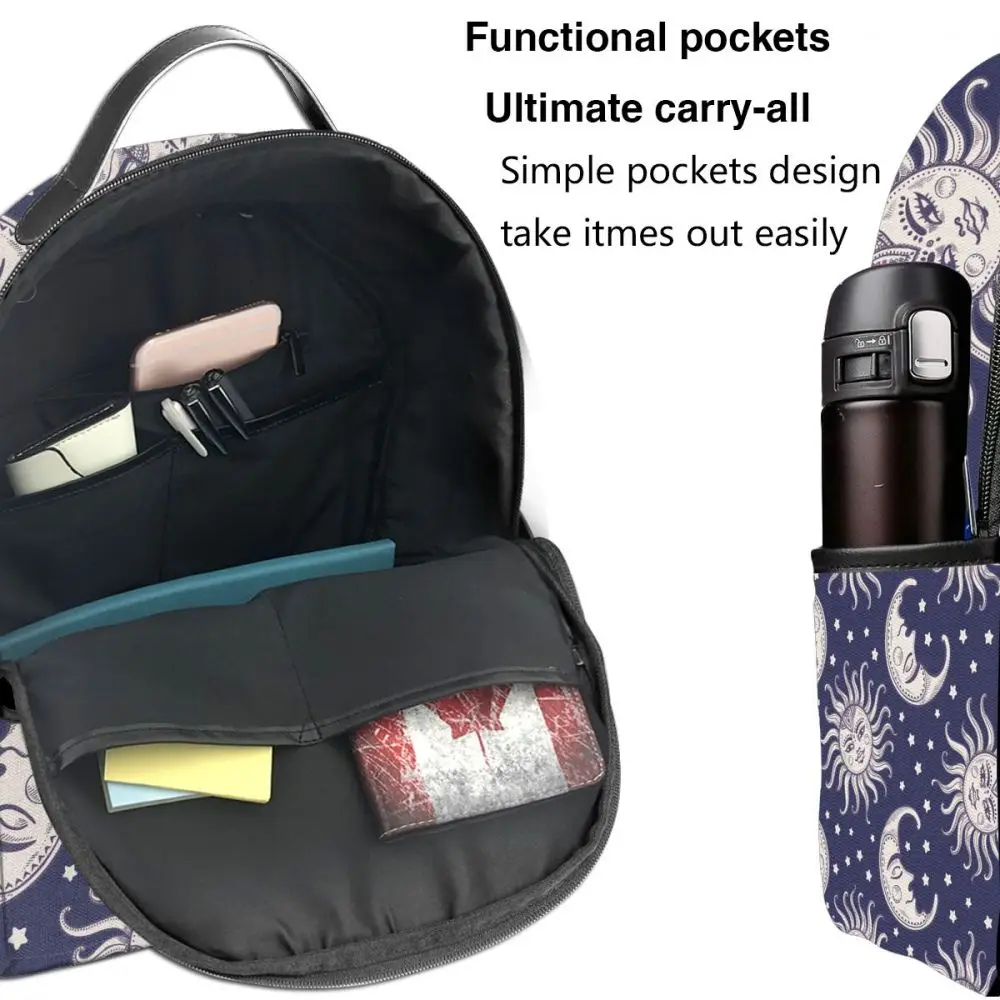 

Sun Moon Star Vintage Backpack Boy Girl School Bag for Teenager Student Shoulder Bag Travel Bag