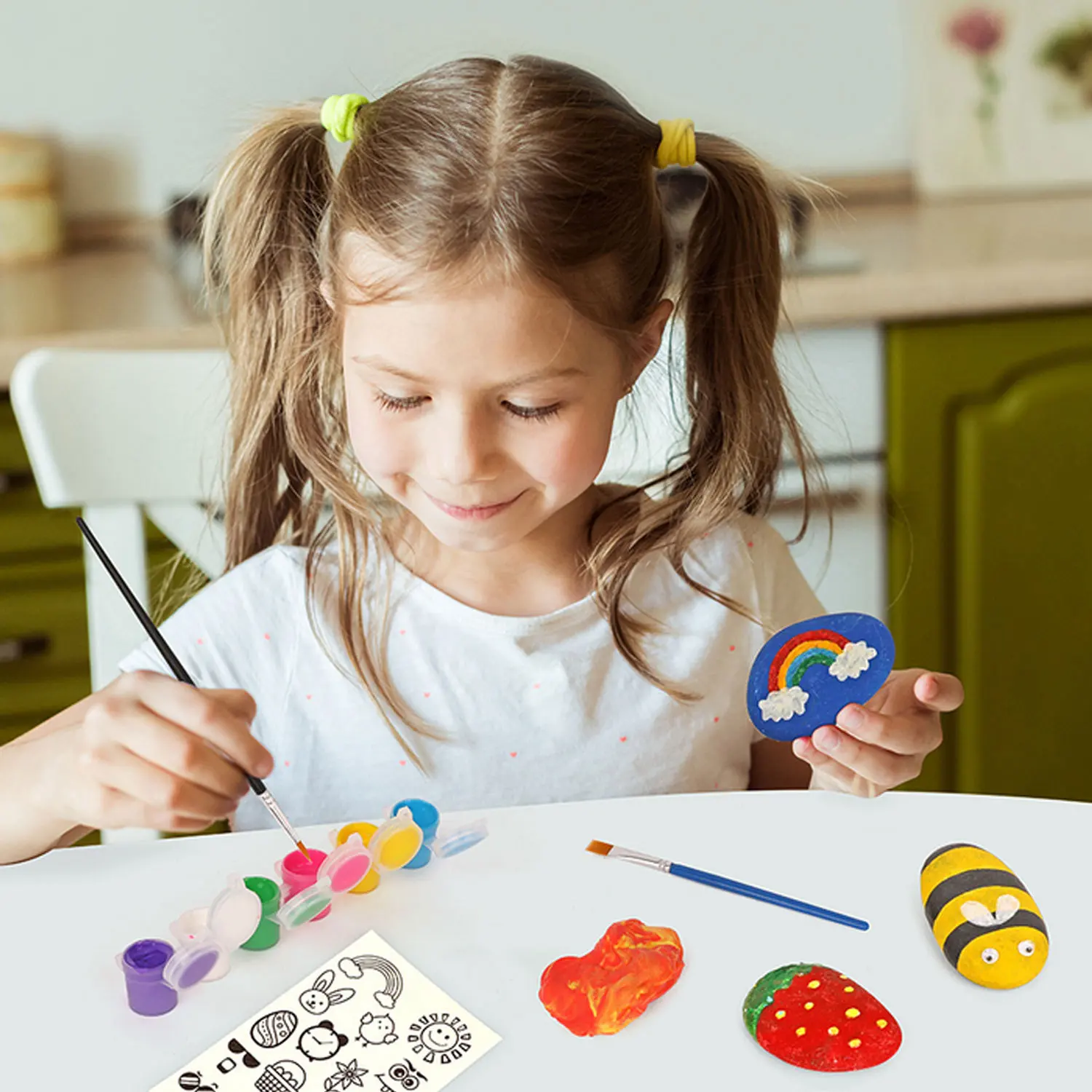 

Kids Rock Painting Kit Complete Stone Art Painting Doodle Supplies Set for Boys Girls Birthday Christmas New Year Gift