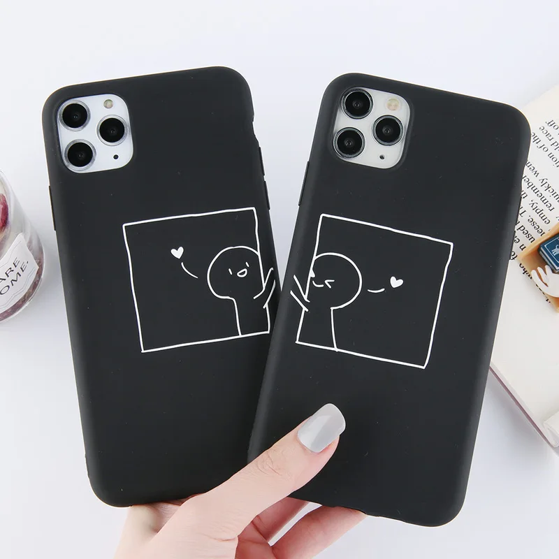 

Funny Couples Love Heart Phone Case For iPhone 12 11 Pro Max Mini X XS XR Xs Max Soft TPU Simple Cover For iPhone 6 6s 7 8 Plus