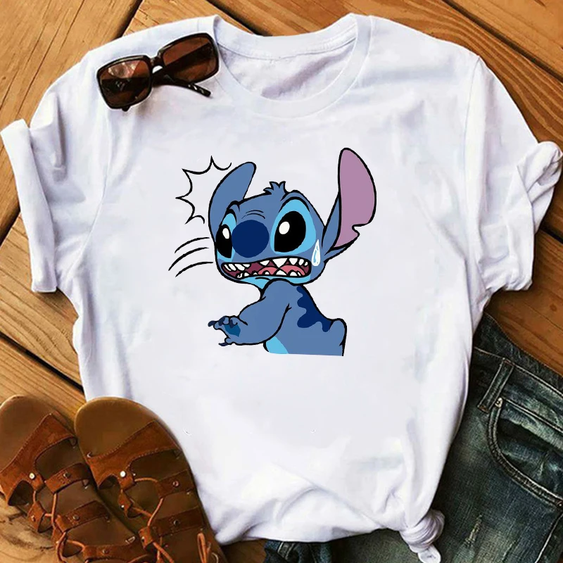 Графическая женская футболка с рисунком любви Lilo простроченные футболки женская футболка с коротким рукавом повседневные топы Camisas Mujer футболка - Цвет: bvr19952