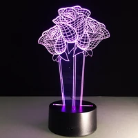 3d light led living micro usb mood light for bedroom bedside lover valentines wife gift 7 colors change rose acrylic table lamp