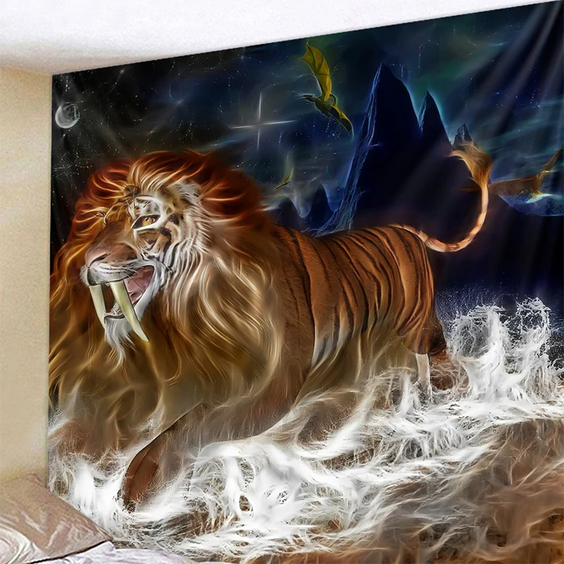 Настенная подвеска Zebra Львиный гобелен простыни с животными волк тигр
