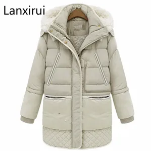 Женский пуховик на молнии, с капюшоном, из искусственной овечьей шерсти, длинное пальто на белом утином пуху, для осени и зимы